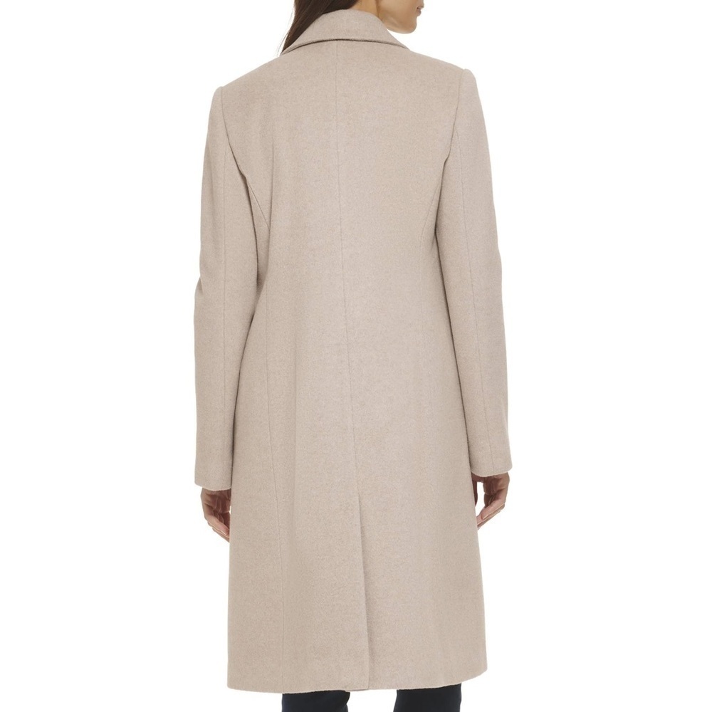 COLE HAAN Double Breasted Wool Blend Oatmeal Tan Coat 12 - Picture 6 of 9